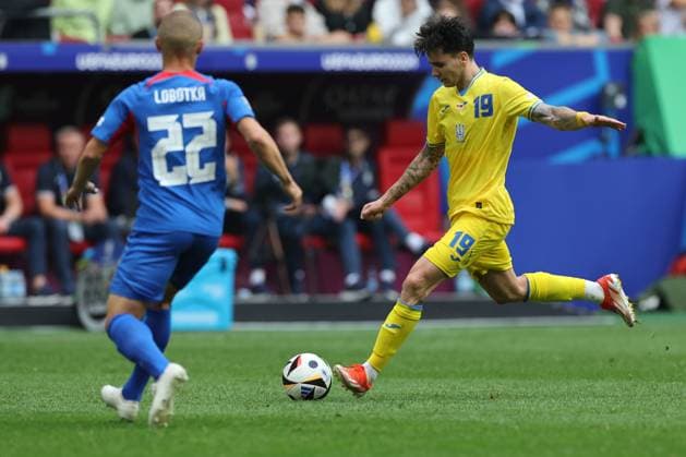 Dusseldorf, Germany 21.06.2024: Mykola Shaparenko of Ukraine during the UEFA EURO, EM, Europameisterschaft,Fussball 2024 group stage E football match between Slovakia vs Ukraine at Dusseldorf Arena in Dusseldorf  Copyright: xx xx IPA_Agency_IPA47359803