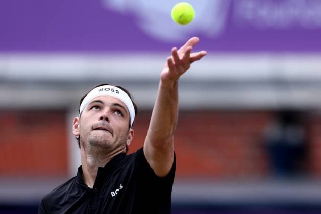 21st June 2024; Cinch Championships, Queens Club, West Kensington, London, England: Cinch Championships Queens Club, Day 5; Taylor Fritz (USA) serves during his mens quarterfinal match against Jordan Thompson (AUS)  ActionPlus12658286 ShaunxBrooks