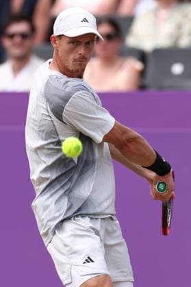 21st June 2024; Cinch Championships, Queens Club, West Kensington, London, England: Cinch Championships Queens Club, Day 5; Billy Harris (GBR) during his mens quarterfinal match against Lorenzo Musetti (ITA)  ActionPlus12658294 ShaunxBrooks