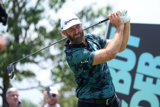 COLLEGE GROVE, TN - JUNE 21: Dustin Johnson (USA) during the opening round of LIV Golf Nashville on June 21, 2024 at the Grove Golf Course in College Grove, Tennessee. (Photo by Michael Wade Icon Sportswire) GOLF: JUN 21 LIV Golf League Nashville EDITORIAL USE ONLY Icon06212430