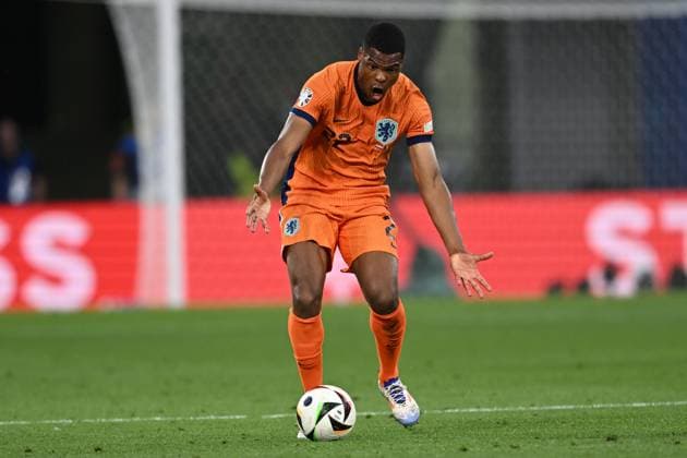Denzel Dumfries (Netherlands) during the UEFA EURO, EM, Europameisterschaft,Fussball Germany 2024 match between Netherlands 0-0 France at Leipzig Stadium on June 21, 2024 in Leipzig, Germany. Noxthirdxpartyxsales  (257225201)