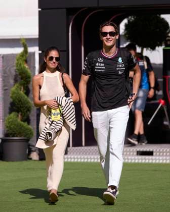 F1 Grand Prix of Spain - Qualifying George Russell of Great Britain and Mercedes and Carmen Montero Mundt arrives in the Paddock prior to final practice ahead of the F1 Grand Prix of Spain at Circuit de Barcelona-Catalunya on June 22, 2024, in Barcelona, Spain. Barcelona Circuit de Barcelona-Catalunya Catalunya Spain RL_GPF1ESP24_00544 Copyright: xRicardoxLarreinax