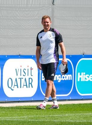 Julian Nagelsmann Germany , Coach laughing, GER, EURO 2024, Final training Germany, before Switzerland vs. Germany, European Football Championship, Herzogenaurach, 22 06 2024 GER, EURO 2024, Final training Germany, before Switzerland vs. Germany, European Football Championship, Herzogenaurach, 22 06 2024 Herzogenaurach Copyright: xEibner-Pressefoto FlorianxWieganx EP_FWD