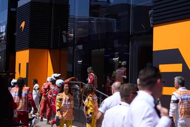 F1 Grand Prix of Spain - Qualifying Firefighters attends a fire in the Motorhome of McLaren Formula 1 Team in the Paddock prior to final practice ahead of the F1 Grand Prix of Spain at Circuit de Barcelona-Catalunya on June 22, 2024, in Barcelona, Spain. Barcelona Circuit de Barcelona-Catalunya Catalunya Spain RL_GPF1ESP24_00565 Copyright: xRicardoxLarreinax