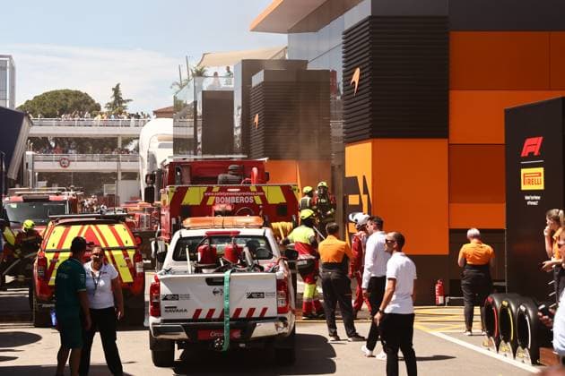 F1 Spanish Grand Prix 2024 Practice 3 Fire at McLaren hospitality before third practice ahead of the Formula 1 Spanish Grand Prix at Circuit de Barcelona-Catalunya in Barcelona, Spain on June 22, 2024. Barcelona Spain  Copyright: xJakubxPorzyckix originalFilename:porzycki-f1spanis240622_npcjM.jpg