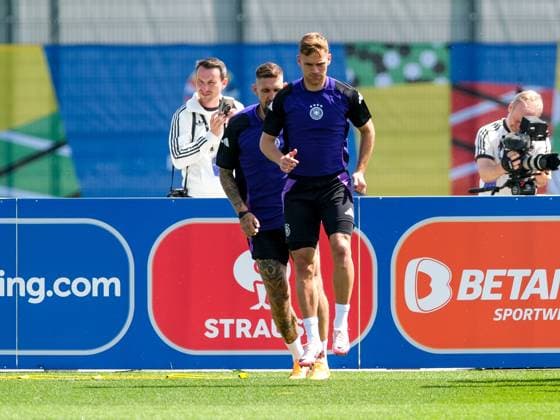 Joshua Kimmich Germany , 06 and Robert Andrich Germany , 23 , GER, EURO 2024, Final training Germany, before Switzerland vs. Germany, European Football Championship, Herzogenaurach, 22 06 2024 GER, EURO 2024, Final training Germany, before Switzerland vs. Germany, European Football Championship, Herzogenaurach, 22 06 2024 Herzogenaurach Copyright: xEibner-Pressefoto FlorianxWieganx EP_FWD