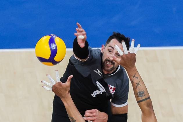 (240622) -- PASAY CITY, June 22, 2024 -- Stephen Timothy Maar of Canada spikes the ball during the match between Canada and the Netherlands at the Men s Volleyball Nations League (VNL) 2024 in Pasay City, the Philippines, on June 22, 2024. ) (SP)THE PHILIPPINES-PASAY CITY-VOLLEYBALL-NATIONS LEAGUE-MEN-CANADA VS NETHERLANDS ROUELLExUMALI 