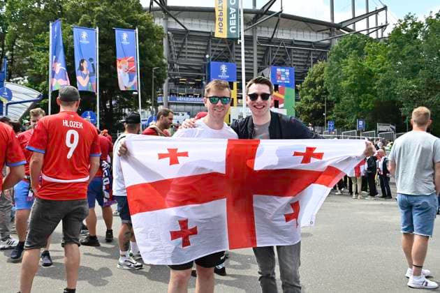 GER, Euro 2024, Group F, Georgia GEO vs Czech Republic CZE 22 06 2024, Volksparkstadion, GER, Euro 2024, Group F, Georgia GEO vs Czech Republic CZE in the picture Feature Georgian fans in front of the stadium nordphotoxGmbH xWitke nph00002