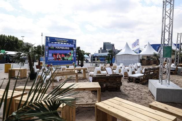 Sport, Football, UEFA EURO 2024 Group F 2 Matchday Georgia Czech Republic 22 06 2024, Fan Zone Heiligengeistfeld Beach Club in the fan zone at Heiligengeistfeld Hamburg Fanzone Heiligengeistfeld Hamburg Germany