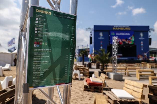 Sport, Football, UEFA EURO 2024 Group F 2 Matchday Georgia Czech Republic 22 06 2024, Fan Zone Heiligengeistfeld Price list for drinks in the fan zone at Heiligengeistfeld Hamburg Fanzone Heiligengeistfeld Hamburg Germany
