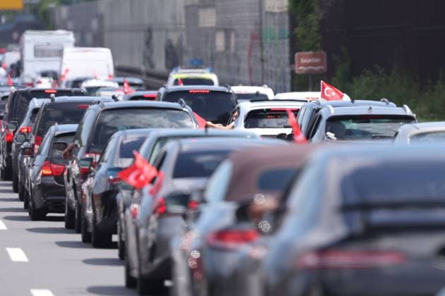 BVB Stadion Dortmund, Dortmund Saturday, June 22, 2024 UEFA EURO 2024 Germany, Group F stage Matchday 2 Türkiye Portugal, traffic jam on the way to the stadium, A40 Tuerkiye fans, atmosphere, scarves, jerseys, emotions Copyright: JoaquimxFerreira