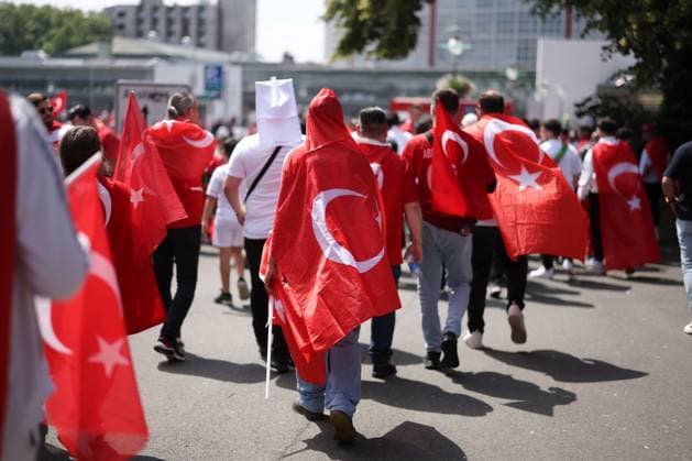 Türkiye fans before the start of the match Turkiye v Portugal, UEFA European Championship, EM, Europameisterschaft 2024, Group F, Football, BVB Stadion, Dortmund, Germany, 22 Jun 2024 EDITORIAL USE ONLY No use with unauthorised audio, video, data, fixture lists, club league logos or live services. Online in-match use limited to 120 images, no video emulation. No use in betting, games or single club league player publications. Copyright: xPaulxCurrie Shutterstockx 14548034i