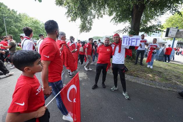 Fans look for tickets before the start of the match Turkiye v Portugal, UEFA European Championship, EM, Europameisterschaft 2024, Group F, Football, BVB Stadion, Dortmund, Germany, 22 Jun 2024 EDITORIAL USE ONLY No use with unauthorised audio, video, data, fixture lists, club league logos or live services. Online in-match use limited to 120 images, no video emulation. No use in betting, games or single club league player publications. Copyright: xPaulxCurrie Shutterstockx 14548034b