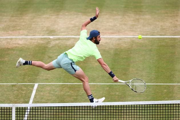 22nd June 2024; Cinch Championships, Queens Club, West Kensington, London, England: Cinch Championships Queens Club, Day 6; Jordan Thompson (AUS) in action during his mens semifinal match against Lorenzo Musetti (ITA)  ActionPlus12658416 ShaunxBrooks