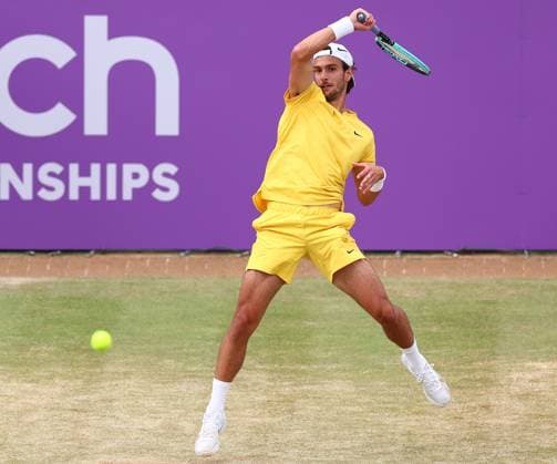 22nd June 2024; Cinch Championships, Queens Club, West Kensington, London, England: Cinch Championships Queens Club, Day 6; Lorenzo Musetti (ITA) in action during his mens semifinal match against Jordan Thompson (AUS)  ActionPlus12658423 ShaunxBrooks