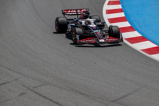 MONTMELO, SPAIN: Kevin Magnussen, racing for the Haas F1 team during the 2024 Formula 1 Spanish Grand Prix at the Circuit de Barcelona-Catalunya in Montmelo, Spain