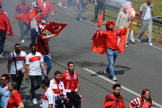 Turkish fans during UEFA EURO, EM, Europameisterschaft,Fussball 2024 - Turkiye vs Portugal, UEFA European Football Championship in Dortmund, Germany, June 22 2024  Copyright: xx xx IPA_Agency_IPA47373598