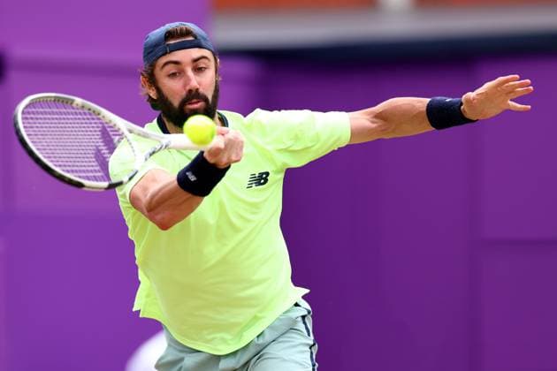 22nd June 2024; Cinch Championships, Queens Club, West Kensington, London, England: Cinch Championships Queens Club, Day 6; Jordan Thompson (AUS) in action during the mens semifinal match against Lorenzo Musetti (ITA)  ActionPlus12658529 ShaunxBrooks
