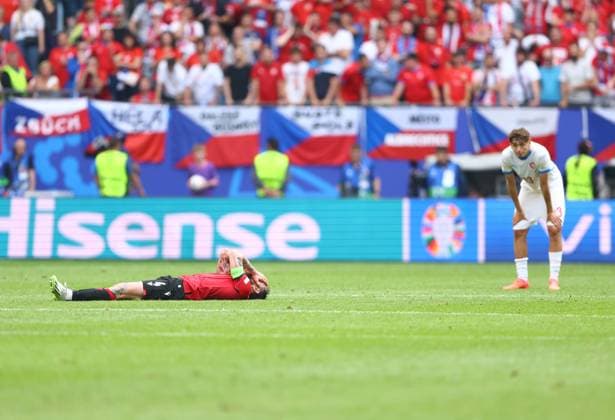 Guram Kashia of Georgia shows a look of dejection at full time Georgia v Czechia, UEFA European Championship, EM, Europameisterschaft 2024, Group F, Football, Volksparkstadion, Hamburg, Germany, 22 Jun 2024 EDITORIAL USE ONLY No use with unauthorised audio, video, data, fixture lists, club league logos or live services. Online in-match use limited to 120 images, no video emulation. No use in betting, games or single club league player publications.  Copyright: xKieranxMcManus Shutterstockx 14548025cq