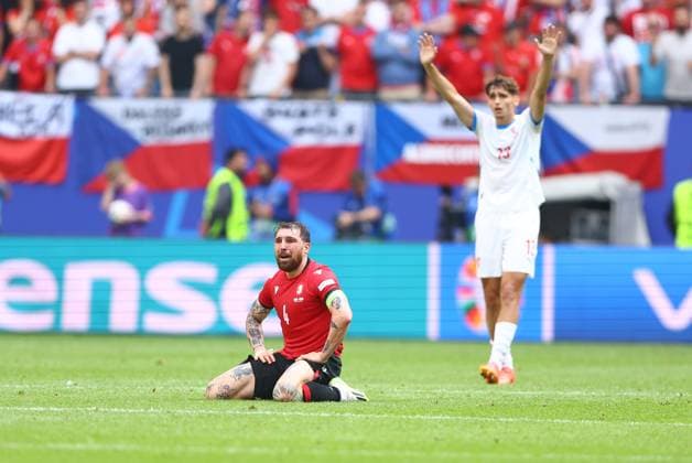 Guram Kashia of Georgia reacts at full time Georgia v Czechia, UEFA European Championship, EM, Europameisterschaft 2024, Group F, Football, Volksparkstadion, Hamburg, Germany, 22 Jun 2024 EDITORIAL USE ONLY No use with unauthorised audio, video, data, fixture lists, club league logos or live services. Online in-match use limited to 120 images, no video emulation. No use in betting, games or single club league player publications.  Copyright: xKieranxMcManus Shutterstockx 14548025cx