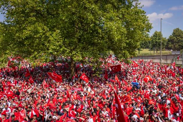Dortmund, Germany 22nd Jun 2024 Fan march Turkish fans on their way to the stadium Turkey Portugal Turkey Portugal 22 06 2024