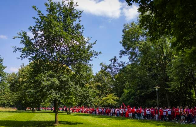 Dortmund, Germany 22nd Jun 2024 Fan march Turkish fans on their way to the stadium Turkey Portugal Turkey Portugal 22 06 2024