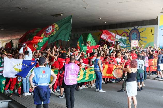 European Championship 2024 Turkey Portugal on 22 06 2024 in the BVB Stadium Dortmund in Dortmund Fan march of the fans from Portugal MH