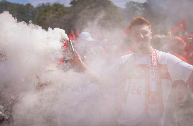 Dortmund, Germany 22nd Jun 2024 Fan march Turkish fans on their way to the stadium Turkey Portugal Turkey Portugal 22 06 2024