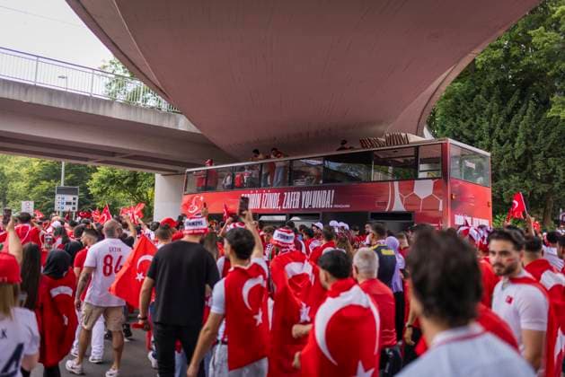 Dortmund, Germany 22nd Jun 2024 Fan march Turkish fans on their way to the stadium Turkey Portugal Turkey Portugal 22 06 2024