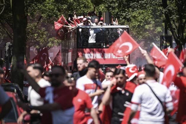 Fans EM match Turkey vs Portugal FOR EDITORIAL PURPOSES ONLY EDITORIAL USE ONLY p Fan march of the Turks towards the stadium in Dortumd, on Saturday, June 22, 2024 before the European Championship match between Turkey and Portugal Germany North Rhine-Westphalia Dortmund Copyright SocratesxTassos Copyright: SocratesxTassos doc7vzci1w9p44wcexy83i ,EDITORIAL USE ONLY Copyright: SocratesxTassos
