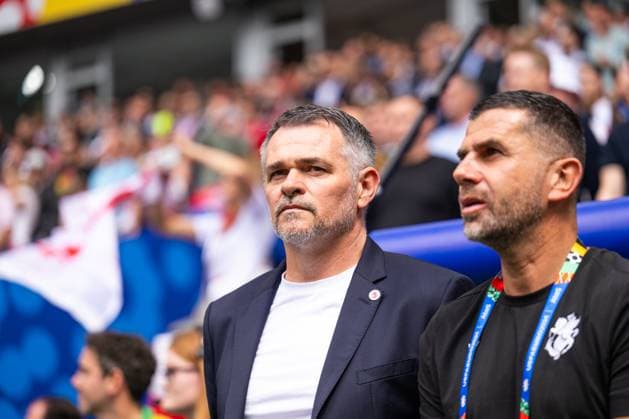 Georgia v Czechia, UEFA EURO, EM, Europameisterschaft,Fussball 2024, Hamburg, Germany Hamburg, Germany. 22nd, June 2024. Head coach Willy Sagnol of Georgia seen during the UEFA Euro 2024 match in Group B between Georgia and Czechia at Volksparkstadion in Hamburg. Hamburg Germany  Copyright: xGonzalesxPhoto FrederikkexJensenx