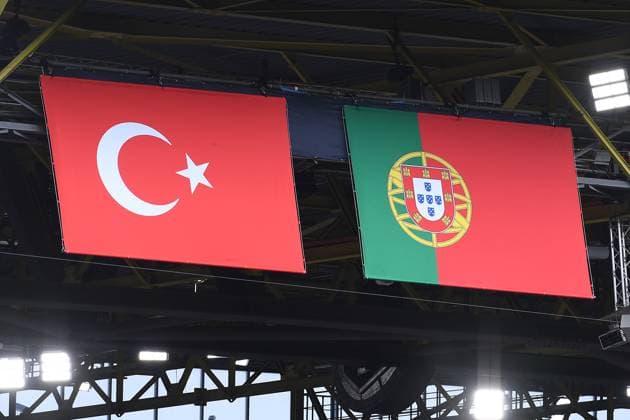 Soccer UEFA EURO 2024 Group Stage 2 Matchday Turkey Portugal on 22 06 2024 at BVB Stadion Dortmund in Dortmund Flags Turkey Portugal xRx