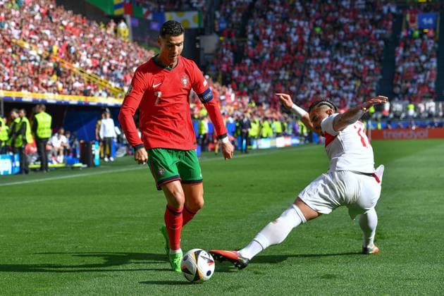 Soccer UEFA EURO 2024 Group Stage 2 Matchday Turkey Portugal on 22 06 2024 at BVB Stadion Dortmund in Dortmund Cristiano Ronaldo Portugal , left Abdülkerim Bardakci Turkey , right xRx