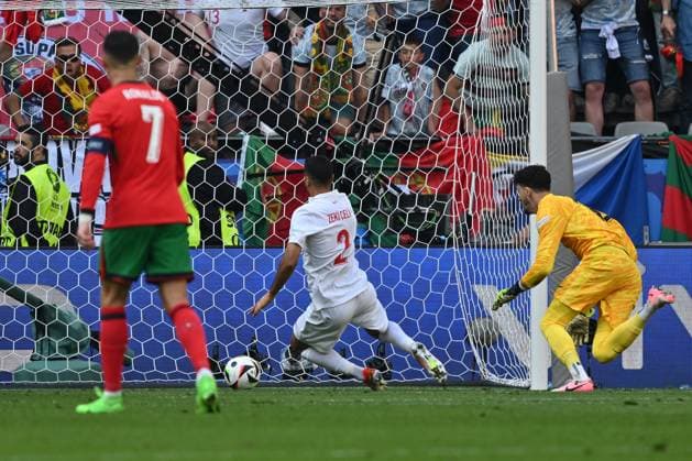 22 06 2024, xsltx, Football EM 2024, Turkey Portugal emspor, v l own goal to 0 2 by Samet Akaydin Turkey Turkey not in picture Mehmet Zeki Turkey Turkey Turkey Altay Bayindir Turkey Turkey DFL DFB REGULATIONS PROHIBIT ANY USE OF PHOTOGRAPHS as IMAGE SEQUENCES and or QUASI VIDEO Dortmund