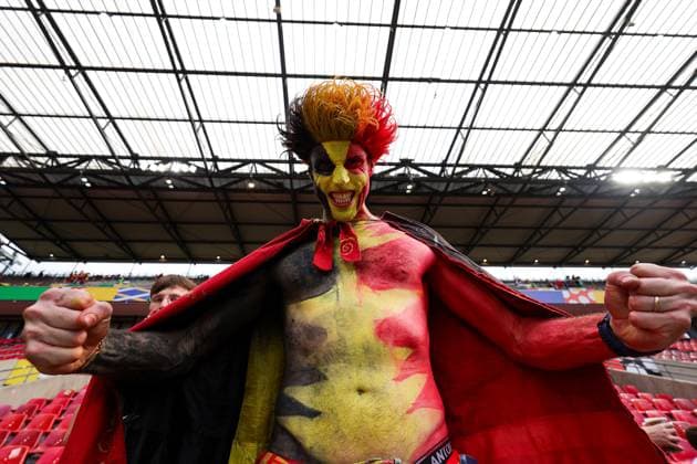 Belgium v Romania Euro 2024 22 06 2024. Group E Belgium fans during the Euro 2024 match between Belgium and Romania at Cologne Stadium, Cologne, Germany on 22 June 2024. Editorial use only , Copyright: xNigelxKeenex PSI-19822-0004