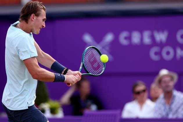 22nd June 2024; Cinch Championships, Queens Club, West Kensington, London, England: Cinch Championships Queens Club, Day 6; Sebastian Korda (USA) in action during the mens semifinal match against Tommy Paul (USA)  ActionPlus12658692 ShaunxBrooks
