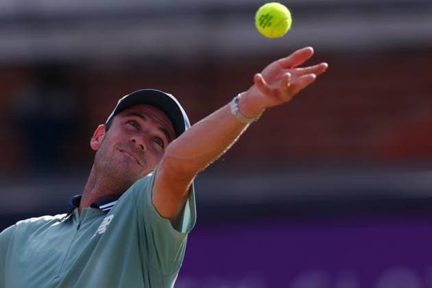 22nd June 2024; Cinch Championships, Queens Club, West Kensington, London, England: Cinch Championships Queens Club, Day 6; Tommy Paul (USA) serves during the mens semifinal match against Sebastian Korda (USA)  ActionPlus12658686 ShaunxBrooks