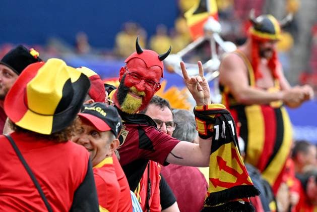 240622 EURO2024 BELGIUM VS ROMANIA fans and supporters of Belgium pictured ahead of a soccer game between the national teams of Belgium, called the Red Devils and Romania on the second matchday in Group E in the group stage of the UEFA EURO, EM, Europameisterschaft,Fussball 2024 tournament , on Saturday 22 June 2024 in Cologne , Germany . PHOTO SPORTPIX David Catry Cologne GERMANY  Copyright: xx 466806