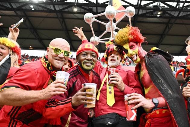240622 EURO2024 BELGIUM VS ROMANIA Belgian fans and supporters pictured during a soccer game between the national teams of Belgium, called the Red Devils and Romania on the second matchday in Group E in the group stage of the UEFA EURO, EM, Europameisterschaft,Fussball 2024 tournament , on Saturday 22 June 2024 in Cologne , Germany . PHOTO Isosport Maarten Straetemans Cologne GERMANY  Copyright: xx 466814
