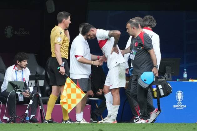 Samet Akaydin Turkey, Turkey, Türkiye, 04 must leave the pitch injured Dortmund 22 06 2024 Turkey vs Portugal, EURO2024 M23, Group F, EM Arena Dortmund