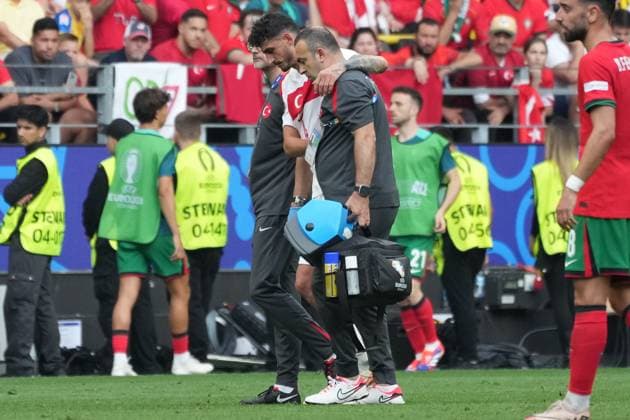 Samet Akaydin Turkey, Turkey, Türkiye, 04 must leave the pitch injured Dortmund 22 06 2024 Turkey vs Portugal, EURO2024 M23, Group F, EM Arena Dortmund