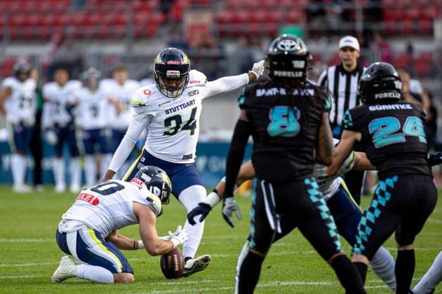 Lenny Krieg Stuttgart Surge, 34 , kicker, single picture, single photo, portrait, portraet, Munich Ravens vs Stuttgart Surge, American Football, European League of Football, 5 Matchday, 22 06 2024 Munich Ravens vs Stuttgart Surge, American Football, European League of Football, 5 Matchday, 22 06 2024 Nuremberg Copyright: xEibner-Pressefoto G.xSantemizx EP_GSZ