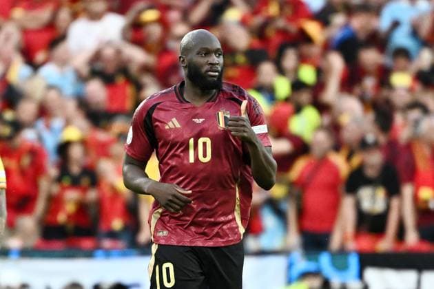 240622 EURO2024 BELGIUM VS ROMANIA Romelu Lukaku (10) of Belgium celebrates after Belgium scored the 1-0 goal during a soccer game between the national teams of Belgium, called the Red Devils and Romania on the second matchday in Group E in the group stage of the UEFA EURO, EM, Europameisterschaft,Fussball 2024 tournament , on Saturday 22 June 2024 in Cologne , Germany . PHOTO Isosport Maarten Straetemans Cologne GERMANY  Copyright: xx 466853
