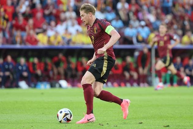Attack Kevin De Bruyne Belgium, No 7 , Preliminary round match M22, BEL ROU, Group E, European Football Championship, Belgium vs Romania, European Football Championship, Belgium vs Romania, Cologne, 22 06 2024,