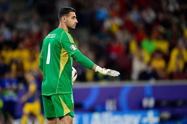 Belgium v Romania Group E - UEFA EURO, EM, Europameisterschaft,Fussball 2024 COLOGNE, GERMANY - JUNE 22 : Casteels Koen goalkeeper of Belgium gestures during the UEFA EURO 2024 European Football Championship tournament group E stage match between Belgium and Romania at Cologne Stadium on June 22, 2024 in Cologne, Germany, 22 06 2024 Cologne Germany  Copyright: xPeterxDexVoechtx