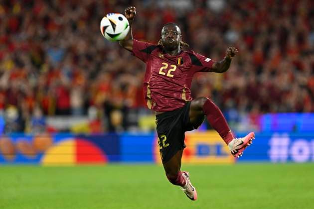 Belgium v Romania Group E - UEFA EURO, EM, Europameisterschaft,Fussball 2024 COLOGNE, GERMANY - JUNE 22 : Doku Jeremy forward of Belgium during the UEFA EURO 2024 European Football Championship tournament group E stage match between Belgium and Romania at Cologne Stadium on June 22, 2024 in Cologne, Germany, 22 06 2024 Cologne Germany  Copyright: xDhax