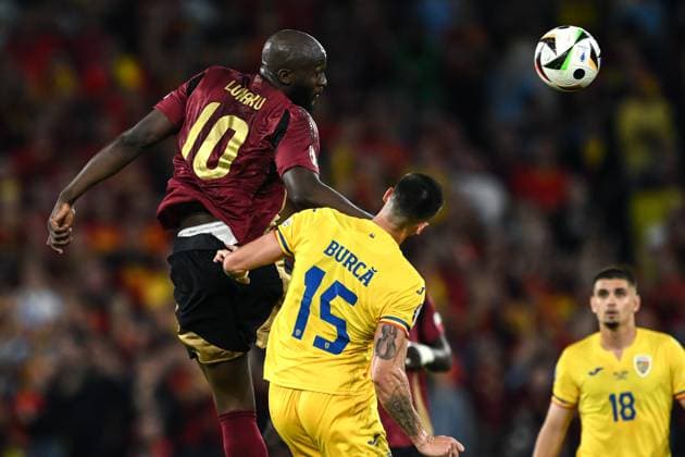 Mg Colonia (Germania) 22 06 2024 - Euro 2024 Belgio-Romania foto Matteo Gribaudi Image nella foto: Romelu Lukaku-Andonie Andrei Burca 