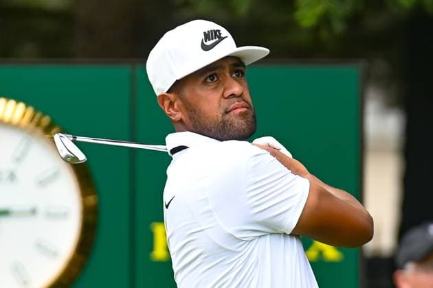 Saturday June 22, 2024: Tony Finau watches his tee shot on the 8th hole during the third round of the Travelers Golf Championship in Cromwell, Connecticut. CSM Cromwell USA - ZUMAc04_ 20240622_zma_c04_019 Copyright: xGregoryxVasilx