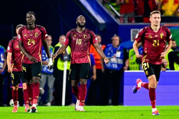 Belgium v Romania Group E - UEFA EURO, EM, Europameisterschaft,Fussball 2024 COLOGNE, GERMANY - JUNE 22 : Lukaku Romelu forward of Belgium after scoring his third own goal during the UEFA EURO 2024 European Football Championship tournament group E stage match between Belgium and Romania at Cologne Stadium on June 22, 2024 in Cologne, Germany, 22 06 2024 Cologne Germany  Copyright: xPeterxDexVoechtx