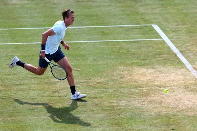 22nd June 2024; Cinch Championships, Queens Club, West Kensington, London, England: Cinch Championships Queens Club, Day 6; Sebastian Korda (USA) in action during the mens semifinal match against Tommy Paul (USA)  ActionPlus12658871 ShaunxBrooks